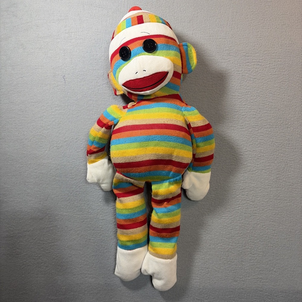 Ty Beanie Buddy Stripes Sock Monkey 28" Rainbow Jumbo Large WithOUT tags